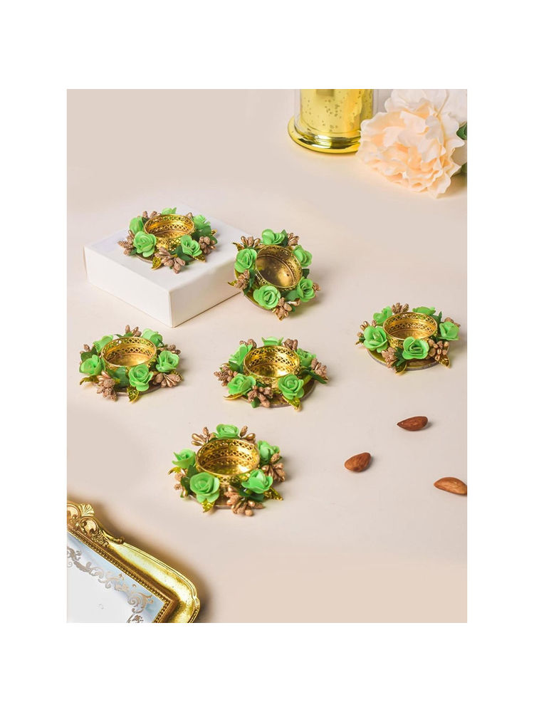 Nestasia Set of 6 Green Rose Tea Light Candle Holder-image-44