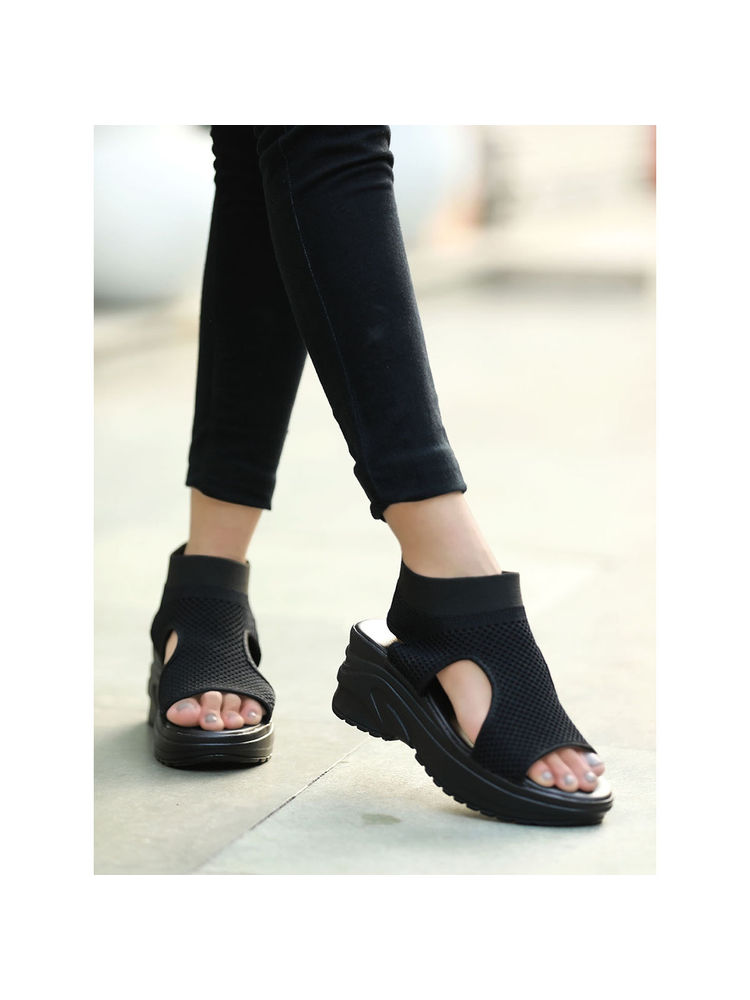 Shoetopia Fashion & Comfortable Casual Black Sandals-image-45