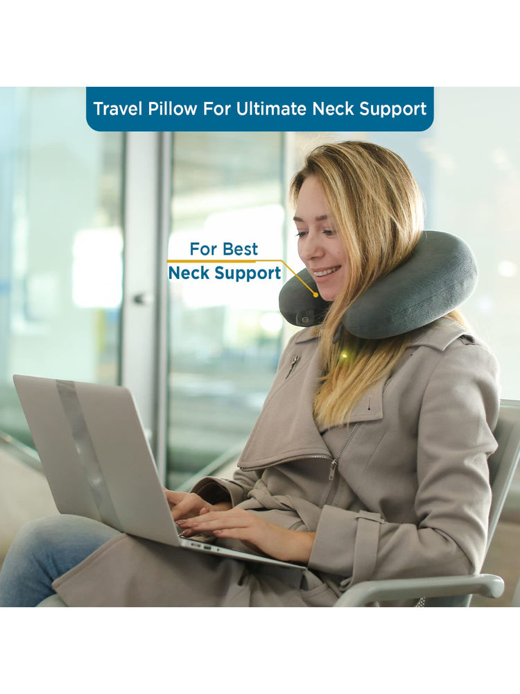 SLEEPSIA Microfiber Travel Neck Pillow (Grey)