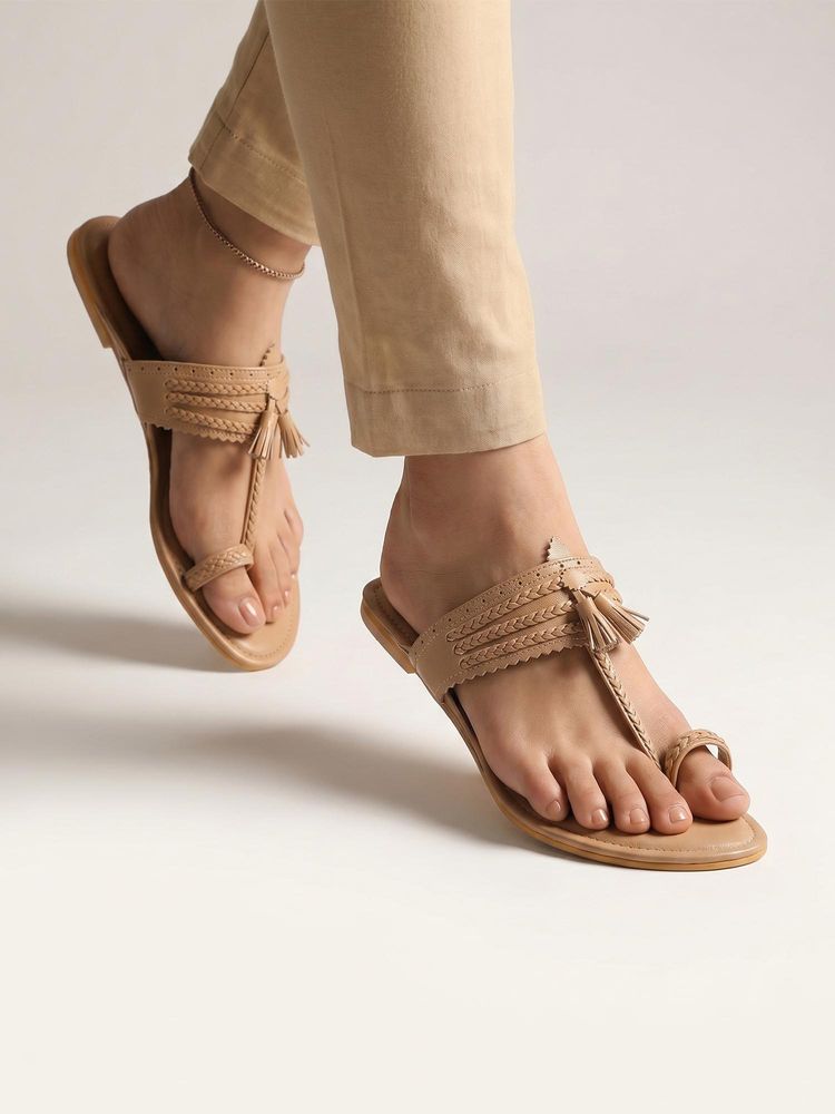 Chaal Chalan Women Alishba Beige Kolhapuris-picture-26