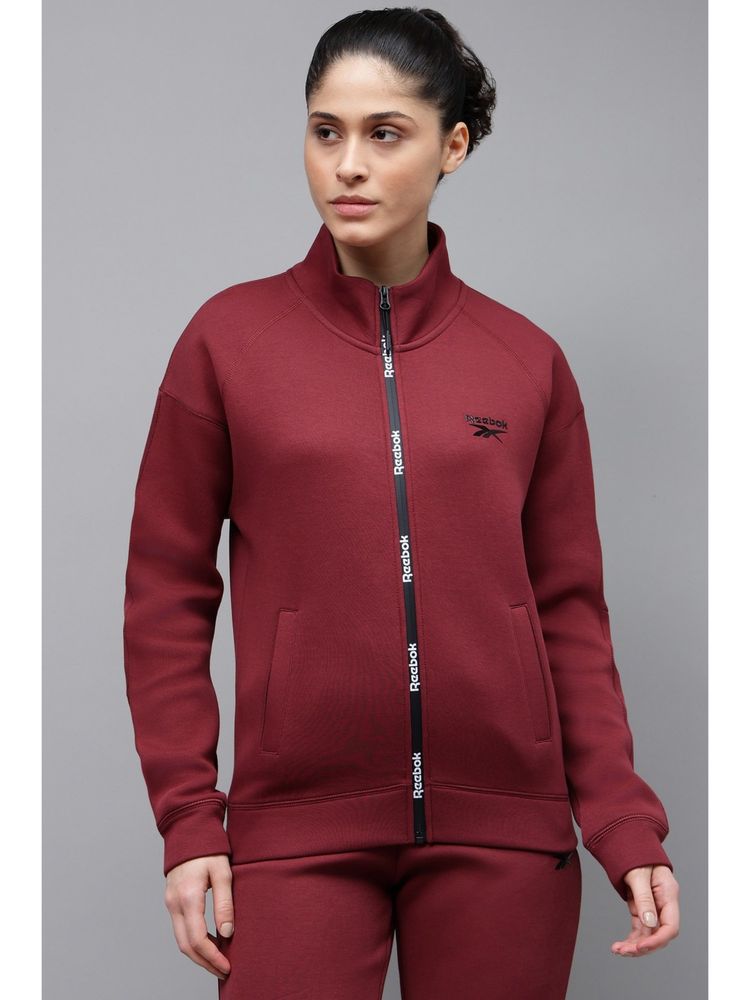 Reebok Maroon Solid Sweatshirt-image-8