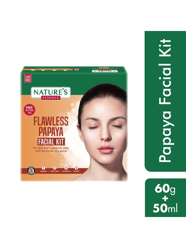 Natures Essence Flawless Papaya Facial Kit With Free Face Wash For 3 Uses-image-14