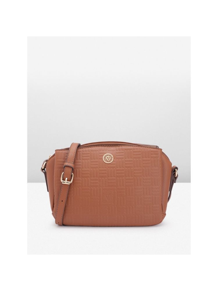 Anne Klein Brown Embossed Triple Compartment Crossbody Bag-picture-12