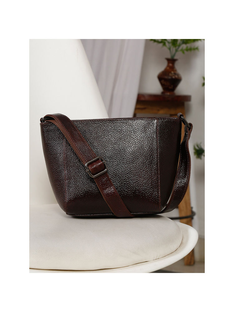 Teakwood Womens Solid Brown Sling Bag-image-2