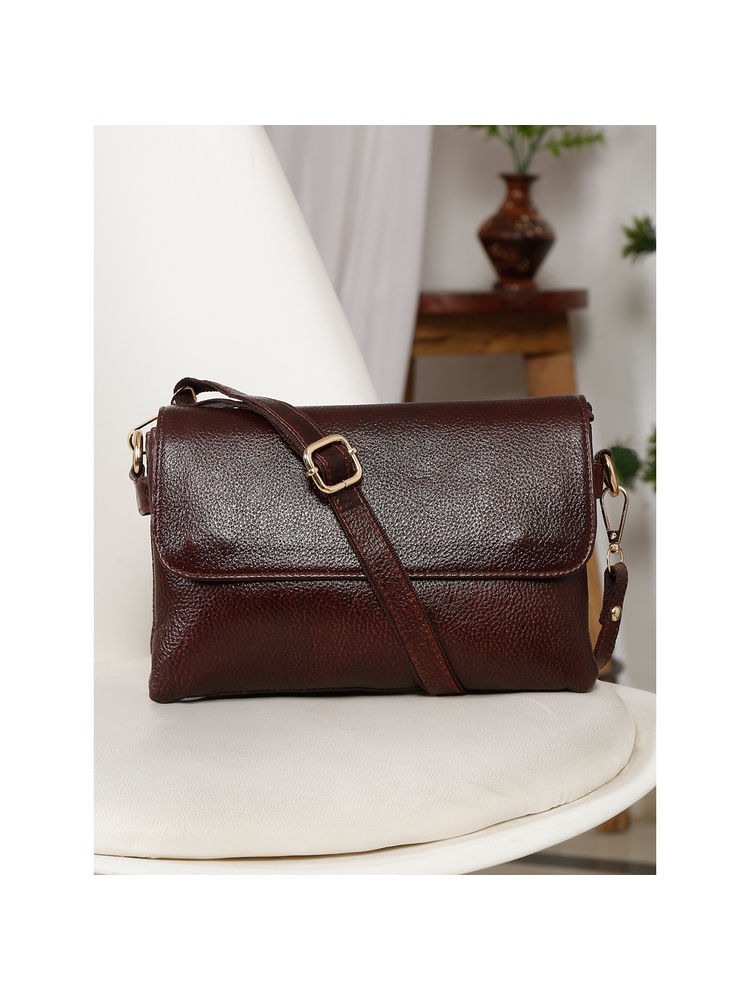 Teakwood Womens Brown Texture Sling Bag-picture-26