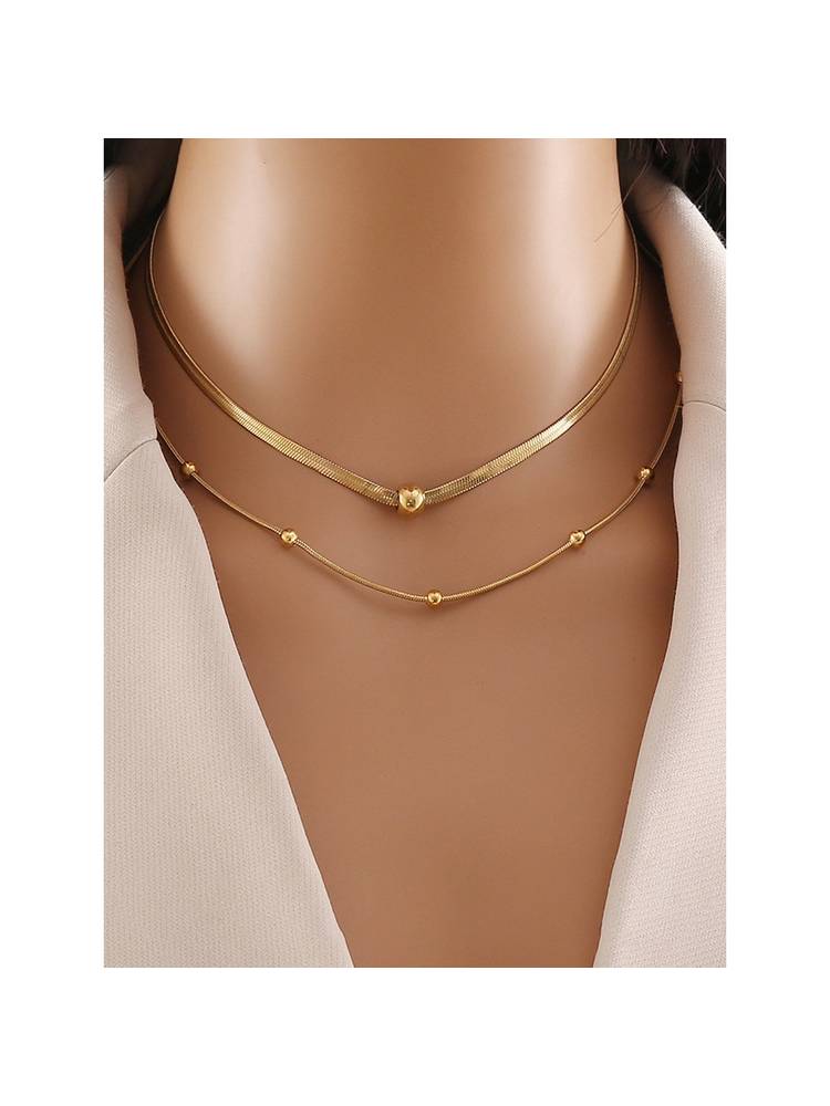 Designs & You Gold Plated Stainless Steel Snake chain Geometric Necklace For Women