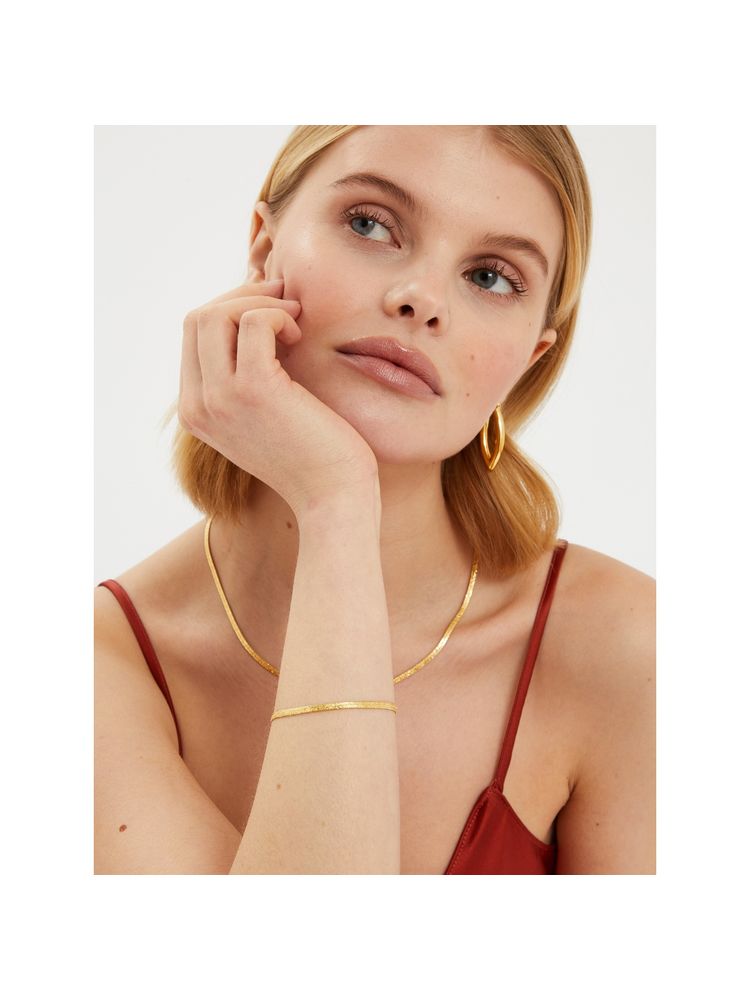 Accessorize London Women 14k Real Gold Plated Omega Chain Bracelet-image-47