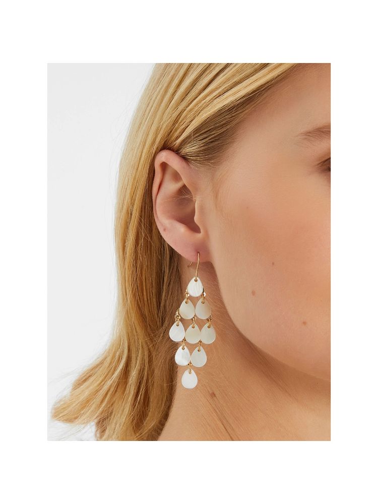 Accessorize London Women Teardrop Pearl Chandelier Off White Earrings-image-7