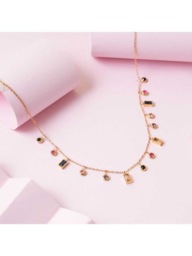 NAITRA Glow Multi-Color Stone Charms Necklace-image-25
