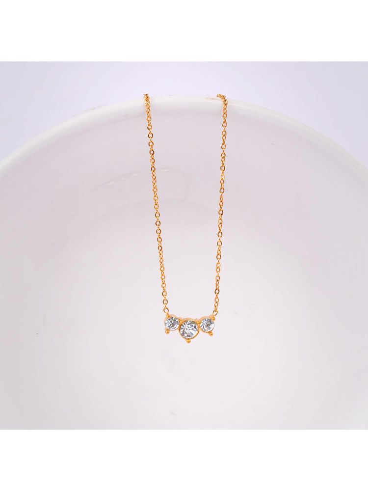 NAITRA Trinity Spark Dainty Stone Studded Necklace-image-40