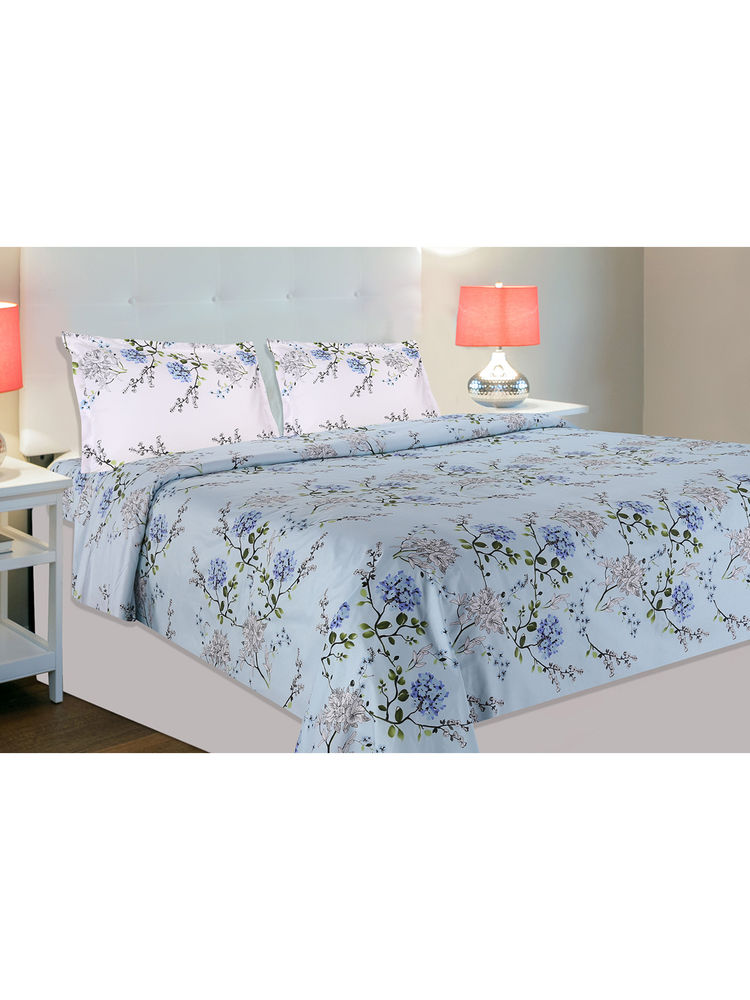 Haus & Kinder Victorian Summer Dream 186 Tc Cotton Double Printed Bedsheet - Blue-picture-13