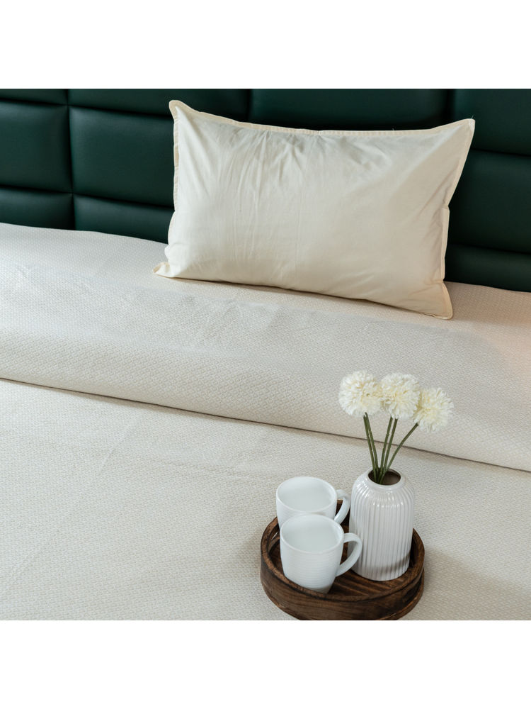 Saral Home Ivory Pure Cotton Bedsheet & 2 Pillow Cover (Single)-image-26
