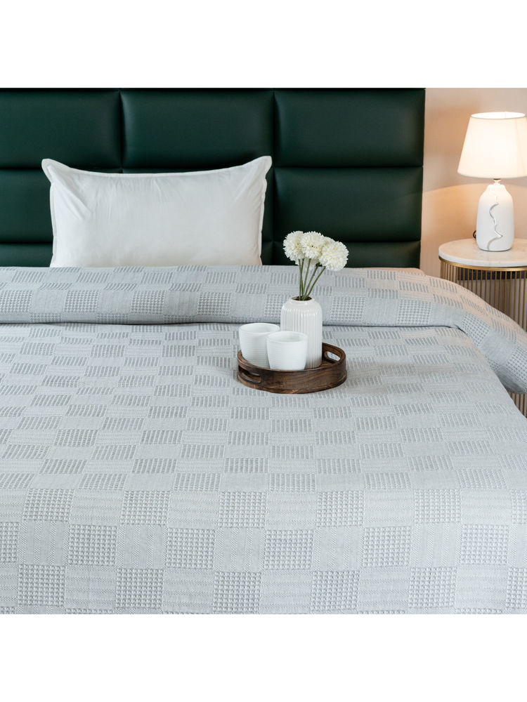 Saral Home Grey Pure Cotton Bedsheet & 2 Pillow Cover (Single)-image-2
