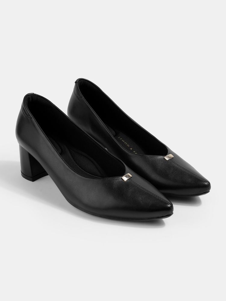 Lemon & Pepper Women Black Pump Heels-image-49