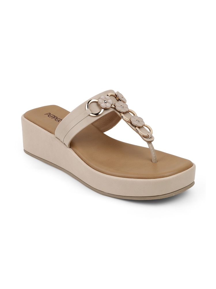 PEPPER Women Beige Platform Heels-image-17