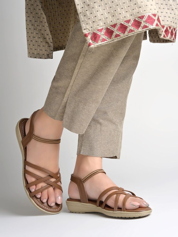 Shoetopia Women Criss-Cross Sandals - Classic Tan Brown-image-31