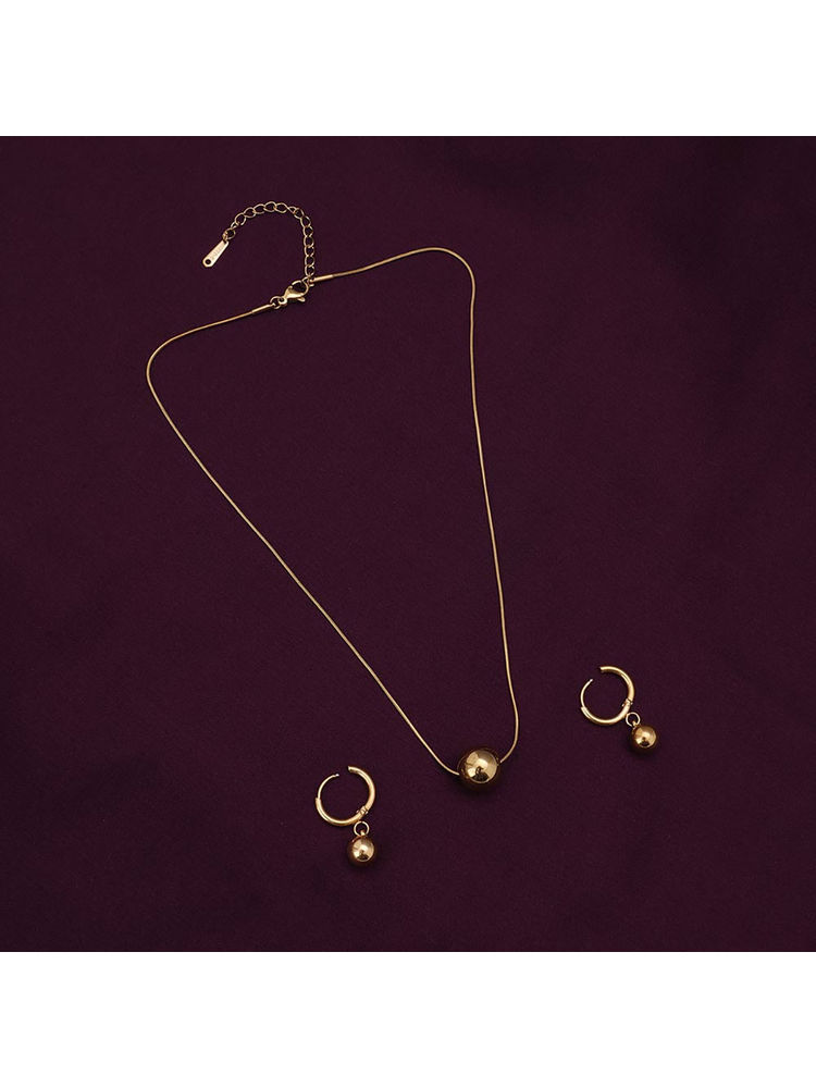 Palmonas Golden Orb Necklace And Earring Jewellery Set For Womens-picture-14