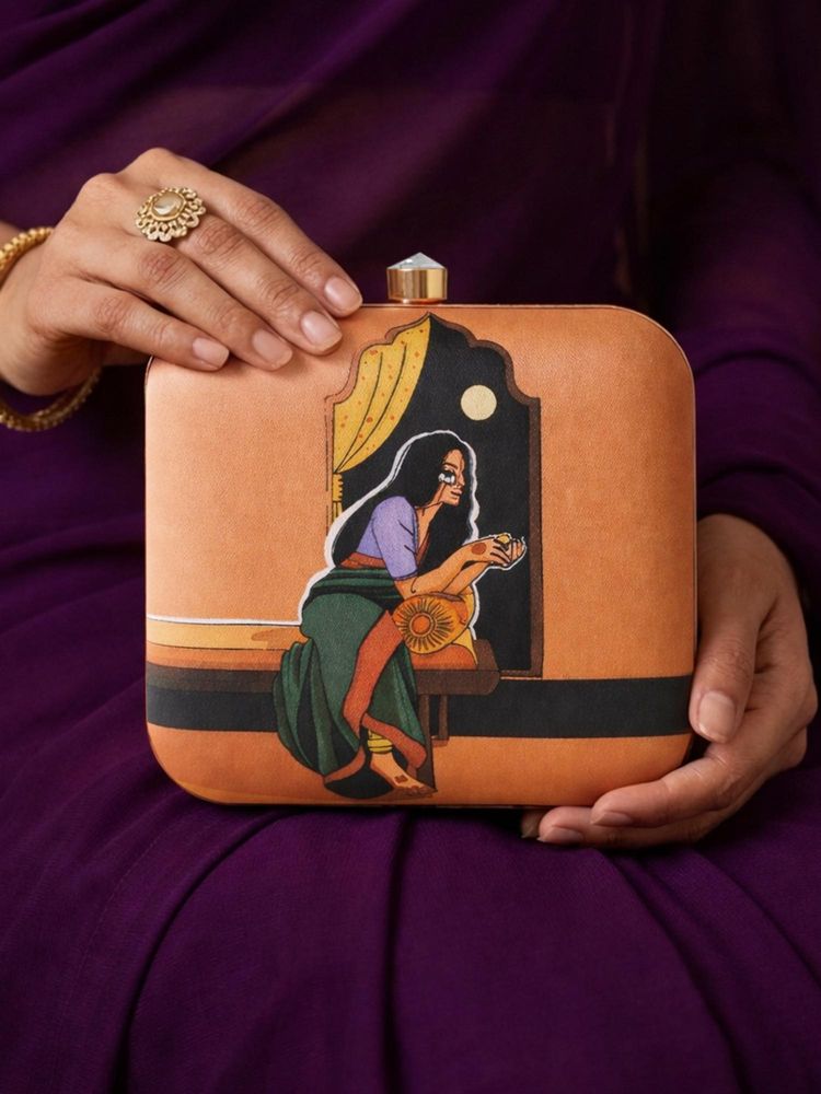 ARTKLIM Whispers By The Window Printed Clutch Bag with Detachable Strap-picture-44