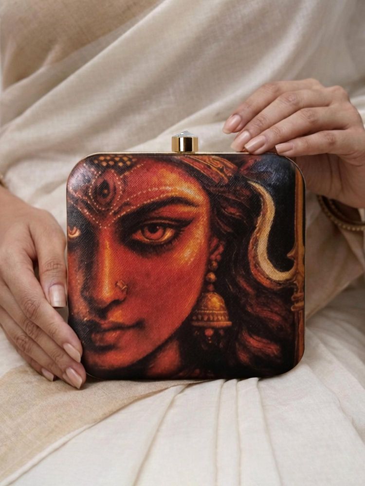 ARTKLIM Divine Gaze The Power Of Shakti Printed Clutch Bag with Detachable Strap-picture-49