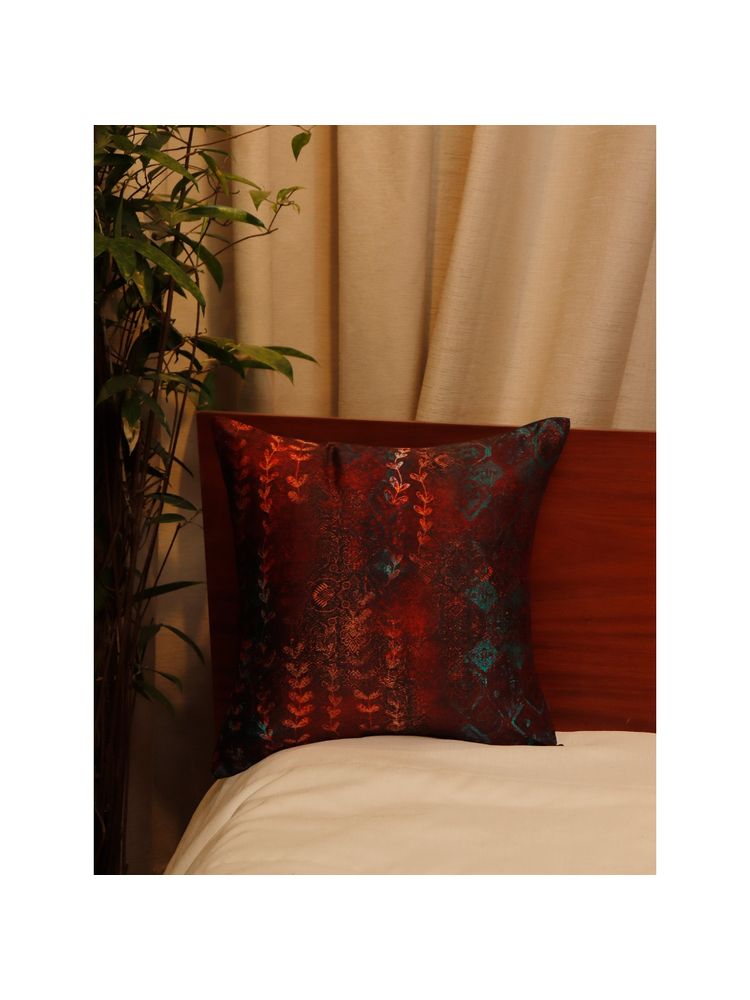 Zeba World Polycanvas Cushion Cover Printed Contemporary Maroon (16x16 inches)-image-18