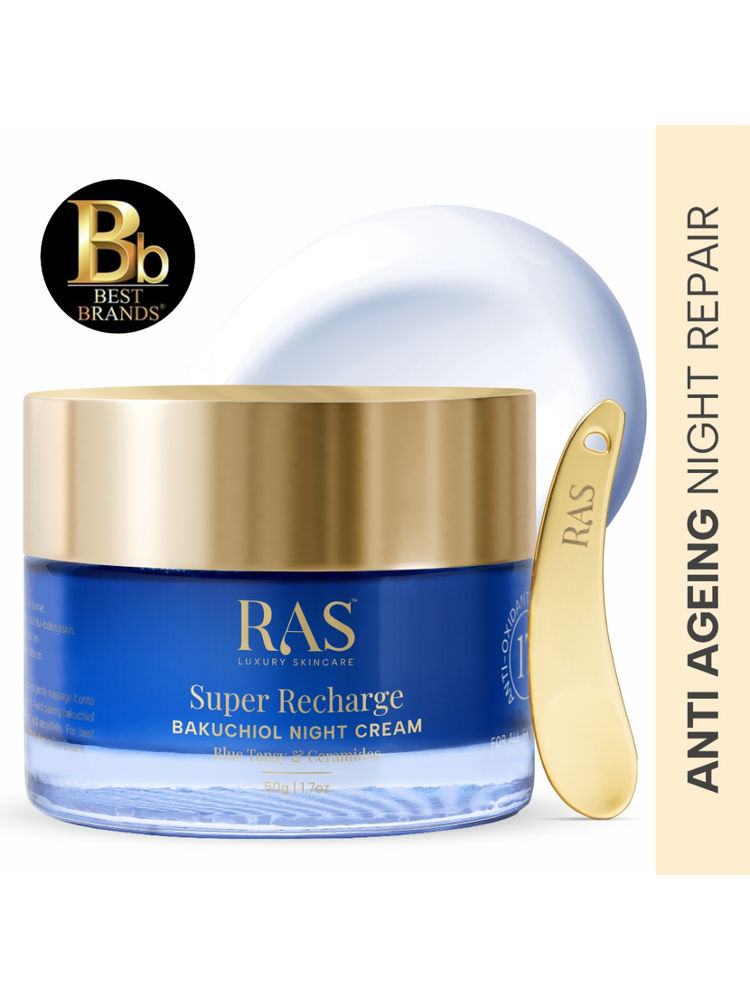 RAS Luxury Oils Super Recharge Night Cream With Bakuchiol & Peptides Deeply Hydrates
