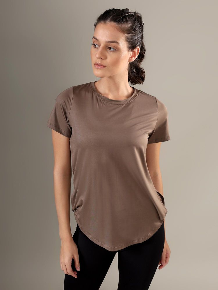 Fitkin Women Brown Side Twist T-Shirt-picture-31