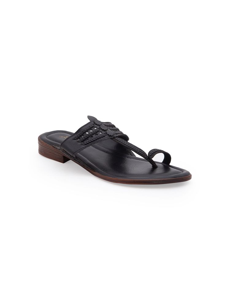 5 Elements by Radhika Gupta Solid Black Kolhapuris-picture-19
