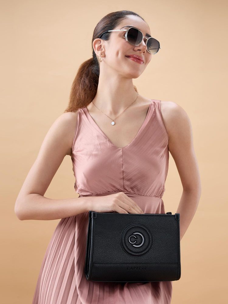 Caprese Women Suite Black Medium Sling Bag with Detachable Strap-picture-16