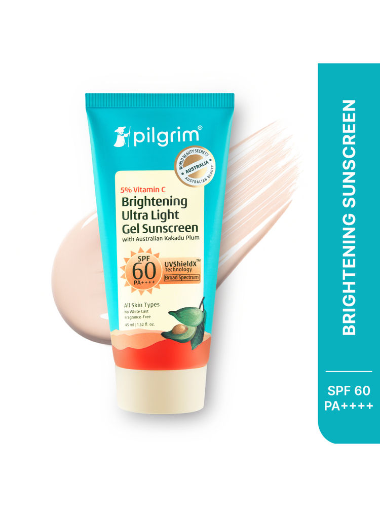 Pilgrim 5% Vitamin C Brightening Ultra Light Gel Sunscreen SPF 60 PA++++ With Australian Kakadu Plum