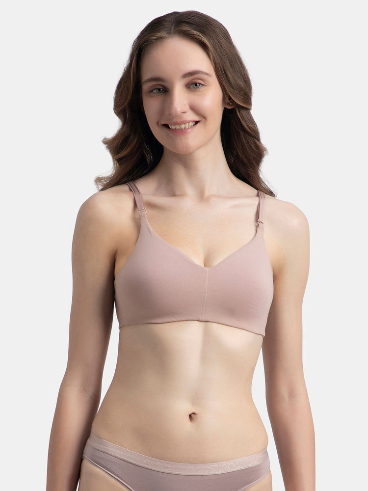 Jockey FE93 Wire Free Non Padded Super Combed Cotton Elastane Everyday Bra - Mocha-picture-11
