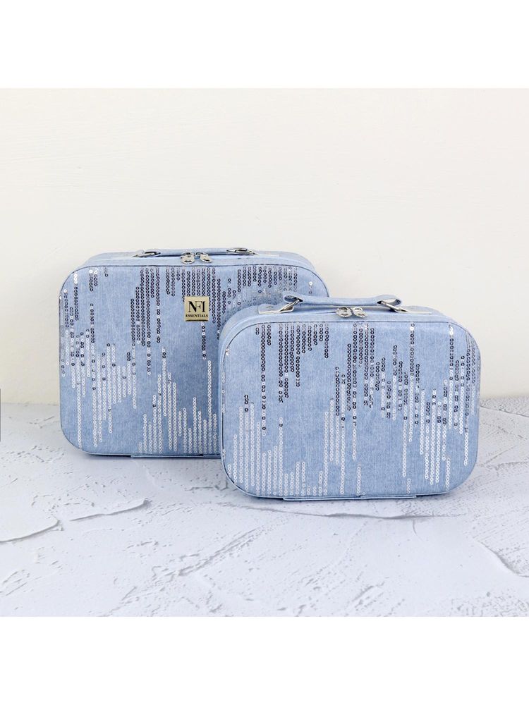 NFI Essentials Printed Jewellery Bridal Makeup Vanity Boxes - Blue (S/M) (Pack of 2)-picture-21