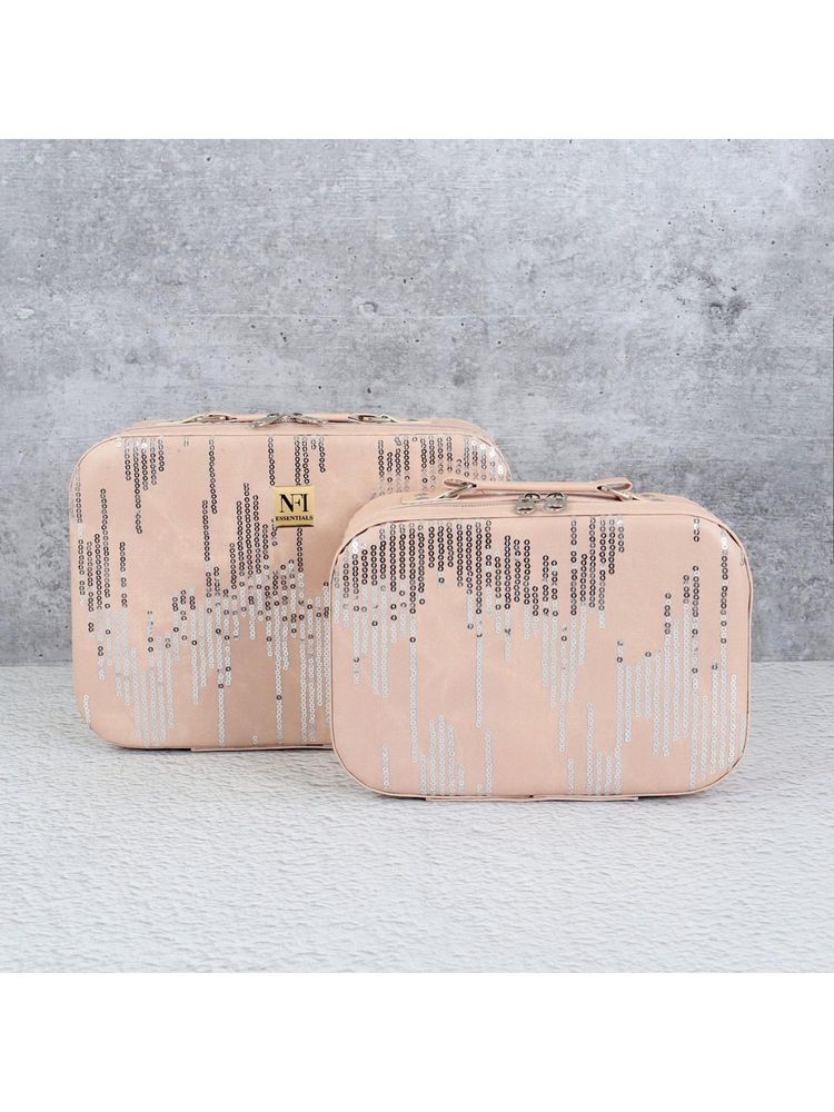 NFI Essentials Printed Jewellery Bridal Makeup Vanity Boxes - Pink (S/M) (Pack of 2)-picture-21