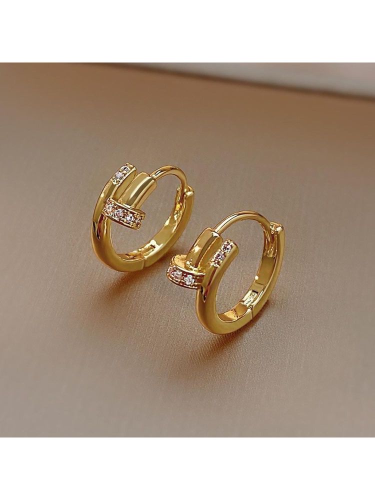 ESTAILO FASHION White Radiant Edge Huggie Earrings for women-picture-14