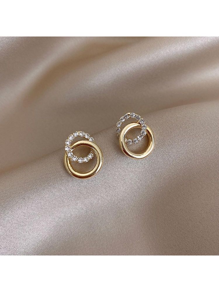ESTAILO FASHION White Gilded Infinity Loops Earrings-image-49
