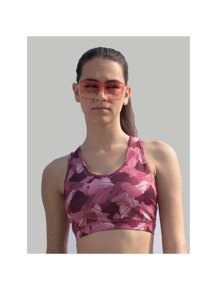 SOIE Womens Medium Impact Quick Dry Padded Racerback Athleisure Sports Bra Maroon-image-18