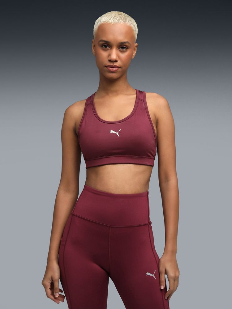 Puma 4Keeps Women's Sweat-Wicking Mid Impact Maroon Bra-picture-26