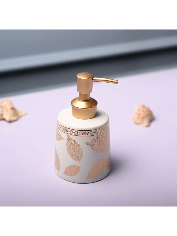 Voncasa Ceramic Matte Off White color Soap Dispenser (450ml)-picture-0