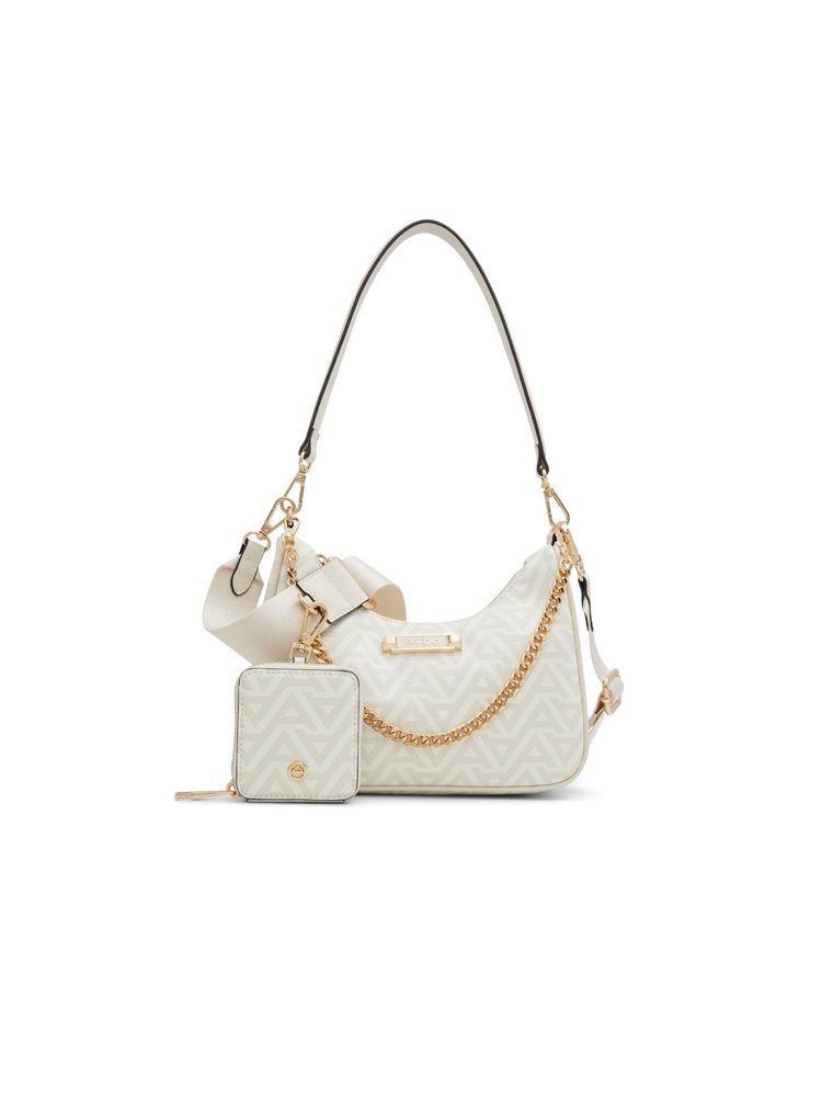 Aldo Annaendra Womens White Shoulder Bag with Pouch (Set of 2) (M)-image-10