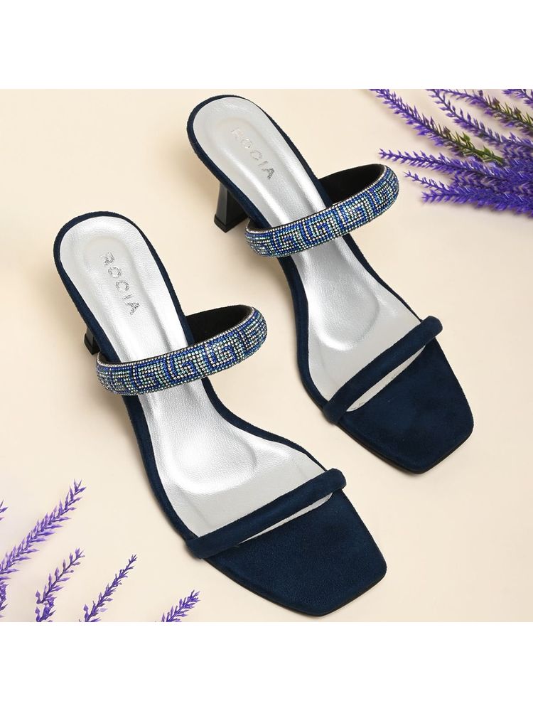 ROCIA Women Blue Diamond Encrusted Stiletto Heels-image-32