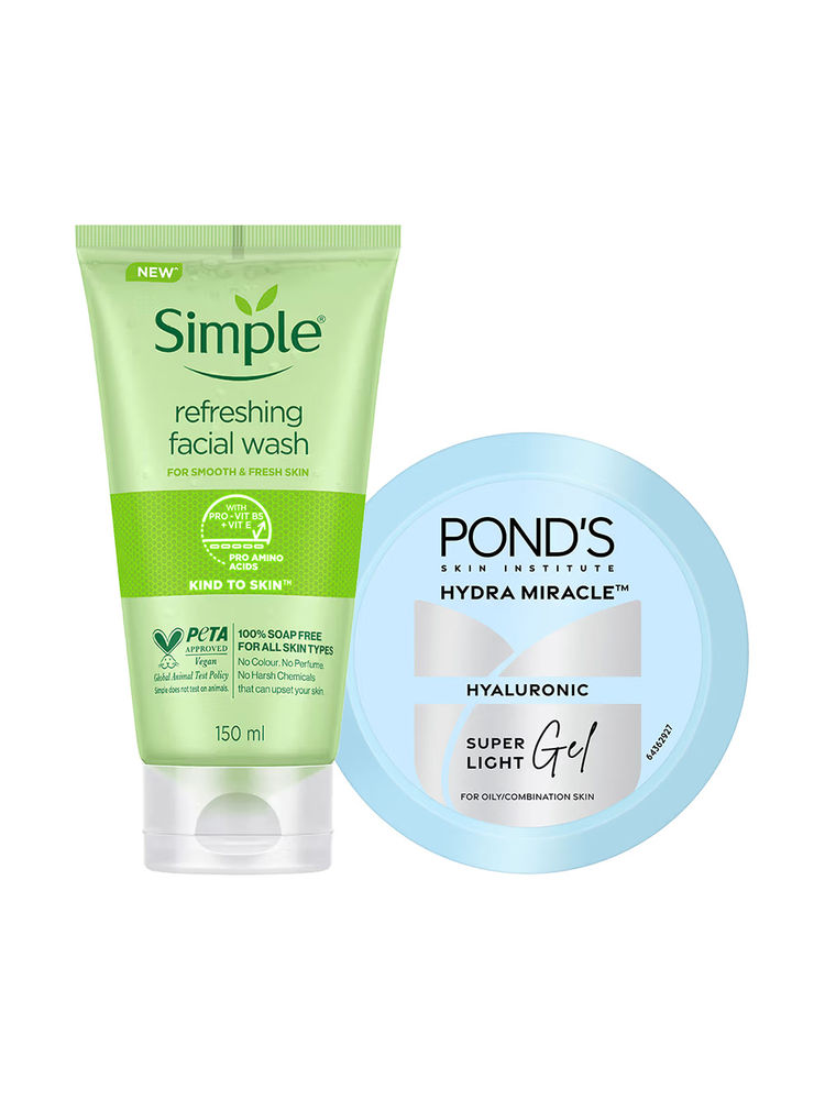 Simple Refreshing Facewash Mild Face Wash + Ponds Super Light Gel Oil-Free Moisturizer Combo-image-49