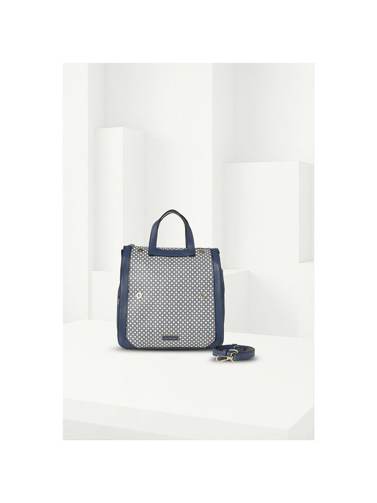 Van Heusen Women Navy Blue Print Casual Handbag with Detachable Strap-image-49