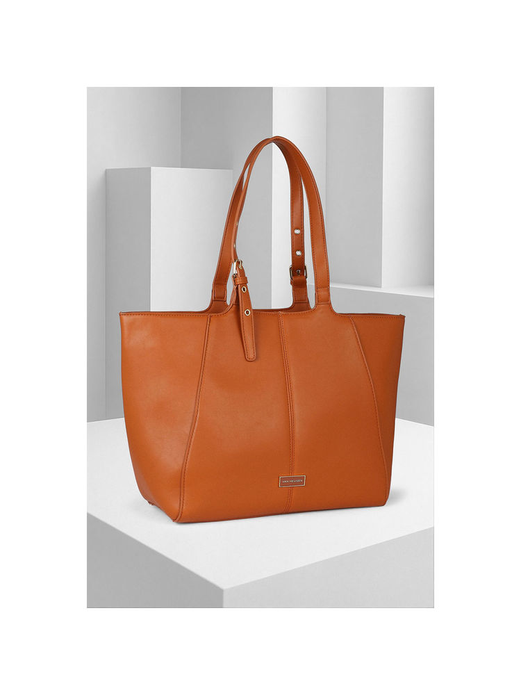Van Heusen Women Dark Brown Solid Casual Handbag-image-49