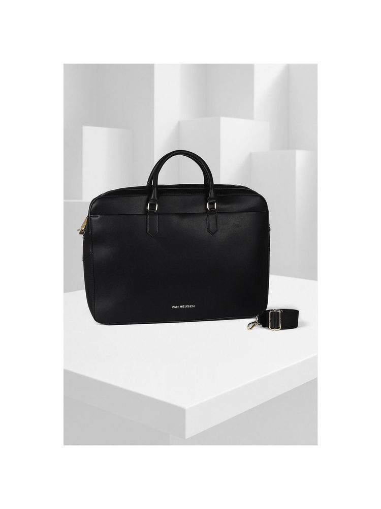 Van Heusen Women Black Solid Formal Laptop Bag with Detachable Strap-image-35
