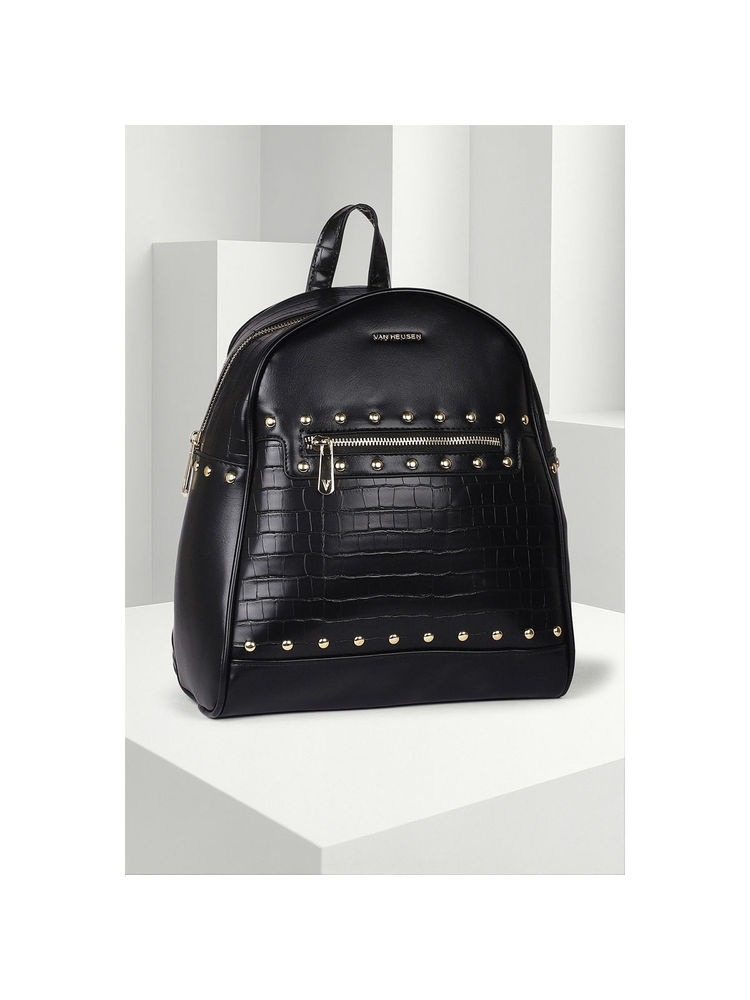 Van Heusen Women Black Textured Casual Backpack-picture-15