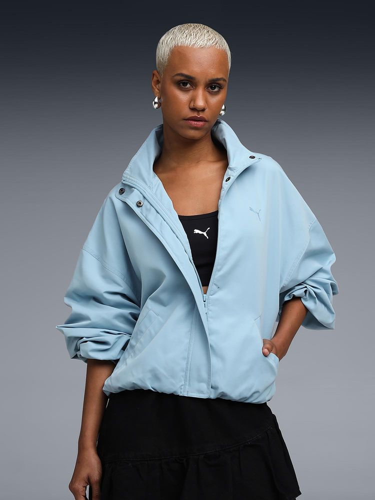 Puma Style Women's Water-Repellent Relaxed Blue Jacket-picture-14