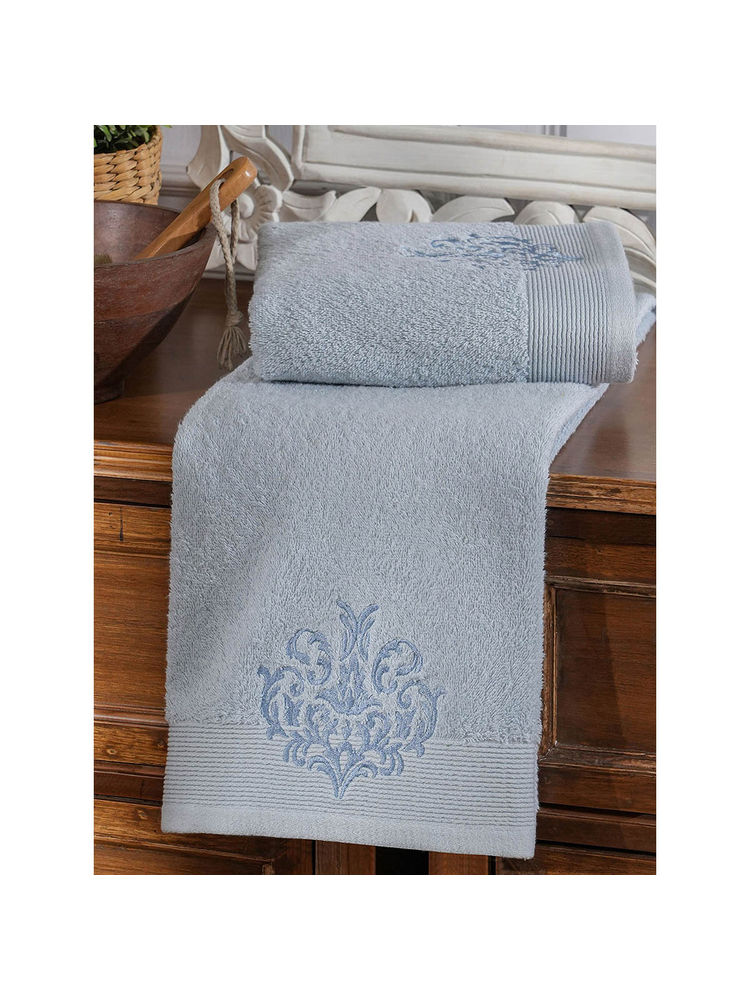 Maspar Cotton Embroidery Medium Bath Towel Blue-picture-20