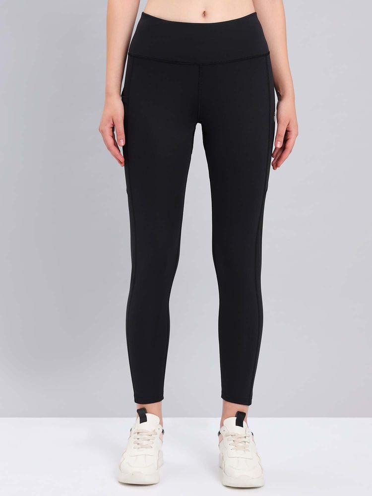 Technosport Women Black Solid Slim Fit Sports Tights-picture-27