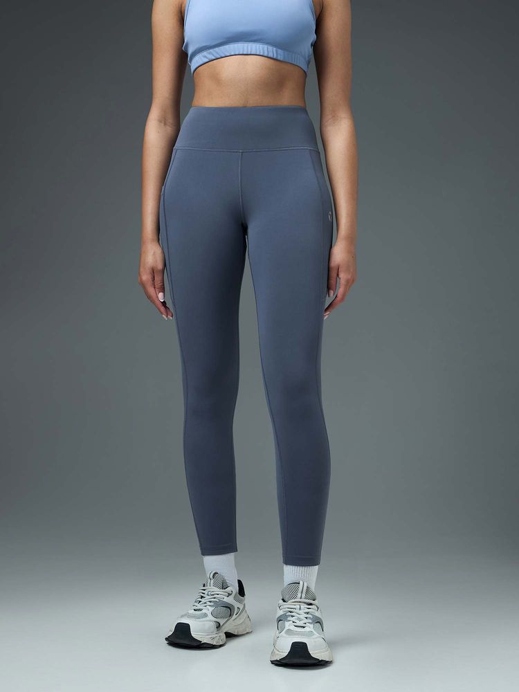 Technosport Women Blue Solid Slim Fit Sports Tights-picture-23