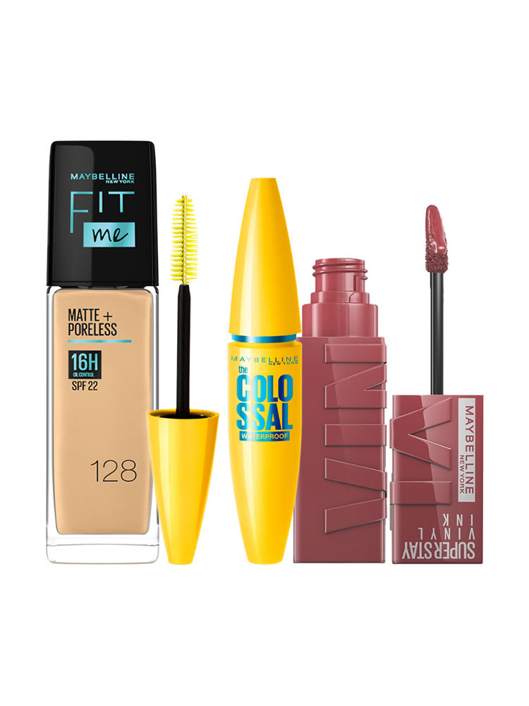 Maybelline New York Everyday Makeup Look - Colossal Mascara + Superstay Lipstick + Fit Me Founation