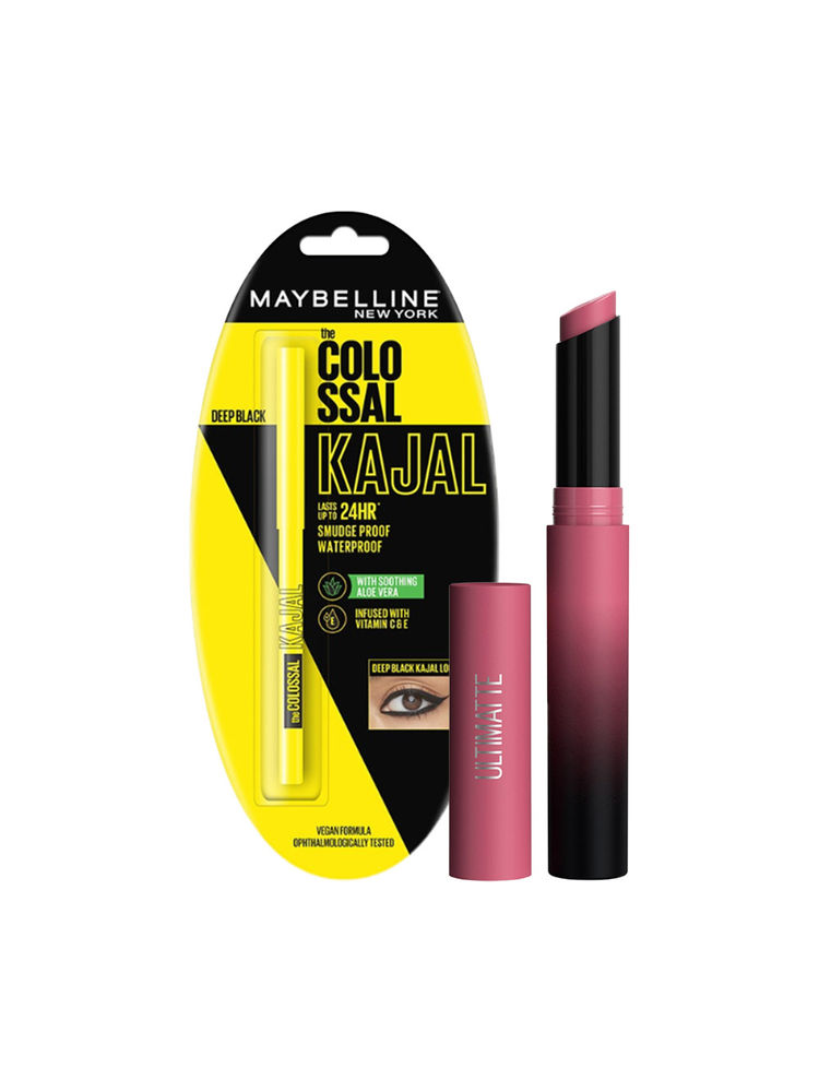 Maybelline New York Color Sensational Ultimattes Lipstick - More Mauve & Colossal Smudgeproof Kajal-picture-10
